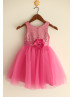 Hot Pink Sequin Sleeveless Flower Girl Dress